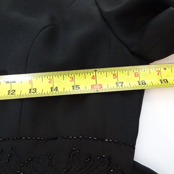Vintage John Roberts Women Black Beaded Waist Midi Dress Size 6 Square Neck - Picture 10 of 14